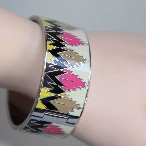 Coach Hawk Feather Enamel Hinged Bangle - Picture 2 of 11
